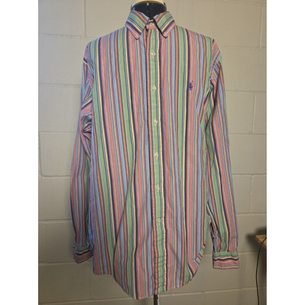 Vintage Polo Ralph Lauren Classic FIT Cotton Button Shirt Bright Colors Large